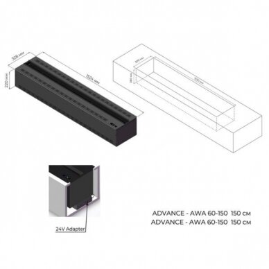 AFIRE ADVANCE AWO-60-150 iebūvējamais elektriskais kamīns 4