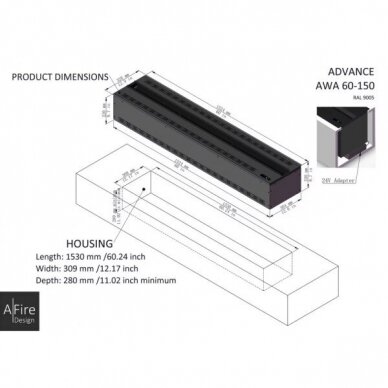 AFIRE ADVANCE AWO-60-150 electric water vapor fireplace insert 3