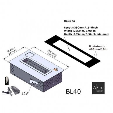 AFIRE BL 40 automatic bioethanol fireplace burner 1