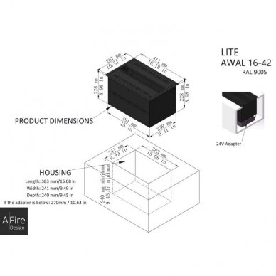 AFIRE LITE 16-42 iebūvējamais elektriskais kamīns 3