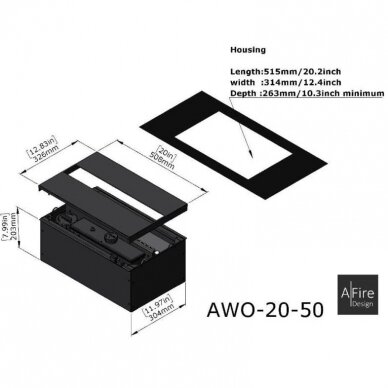 AFIRE ORIGINAL AWO-20-50 iebūvējamais elektriskais kamīns 5