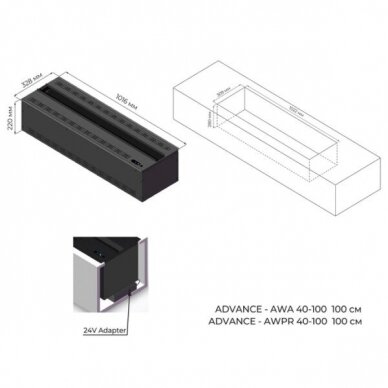 AFIRE ORIGINAL AWO-40-100 iebūvējamais elektriskais kamīns 4