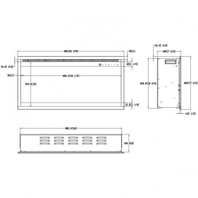 AFLAMO 3D 45x90 iebūvējamais elektriskais kamīns 8