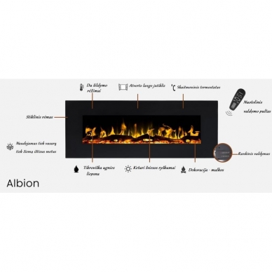 AFLAMO ALBION 42 SILVER electric fireplace wall-mounted 1