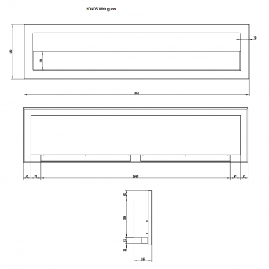 AFLAMO HONOS 1800x400 bioethanol fireplace wall-mounted-insert 2