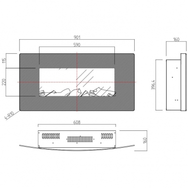 AFLAMO MALIBU 36 WHITE electric fireplace wall-mounted 3