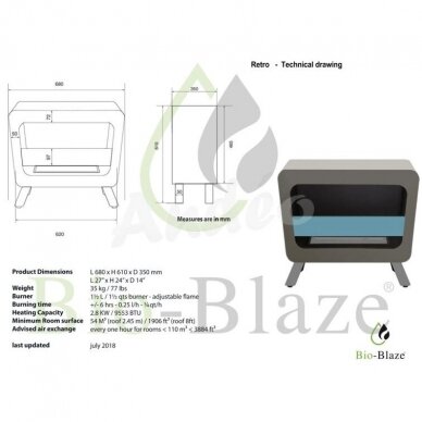 BIO BLAZE RETRO CREAM free standing biofireplace 2