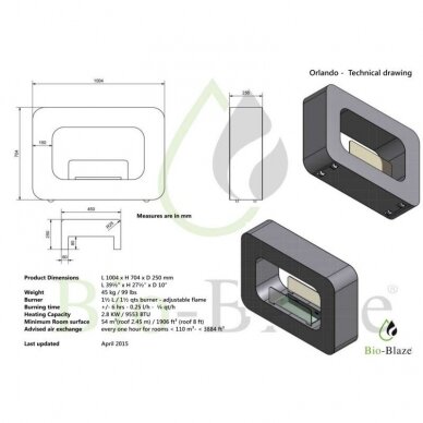 BIO BLAZE ORLANDO BLACK free standing biofireplace 1