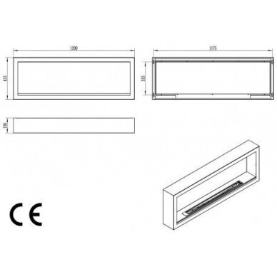 BIOHEAT 1200x400 BOX GLASS WHITE bioethanol fireplace wall-mounted 4