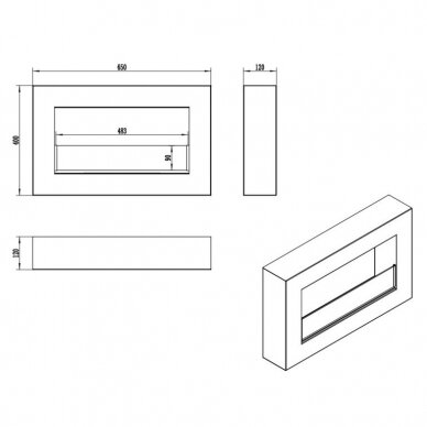 BIOHEAT 650x400 BOX GLASS BLACK biožidinys pakabinamas juodas 3