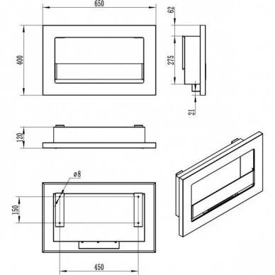 BIOHEAT 650x400 SLIM TUV BLACK GLASS bioethanol fireplace wall-mounted-insert 5