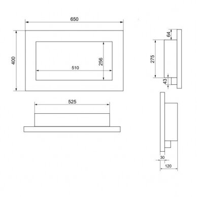 BIOHEAT 650x400 TUV BLACK biokamin seinale-sisseehitatav 1