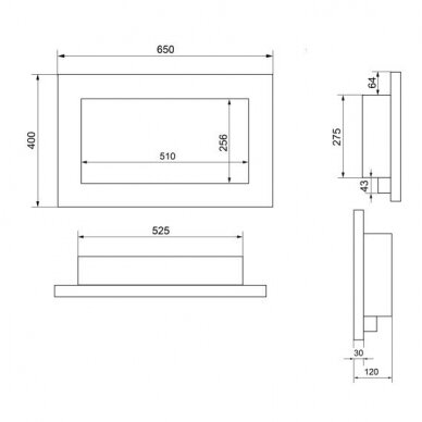 BIOHEAT 650x400 TUV BLACK LESS GLASS биокамин настенный, подвесной-встраиваемый 2