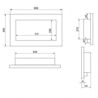 BIOHEAT 650x400 TUV INOX GLASS biožidinys įmontuojamas - pakabinamas su stiklu 2