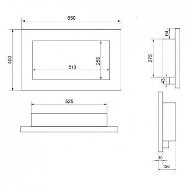 BIOHEAT 650x400 TUV RED LESS GLASS bioethanol fireplace wall-mounted-insert 2