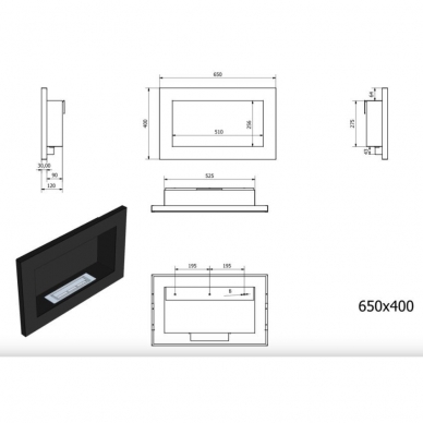 BIOHEAT 650x400 TUV WHITE LESS bioethanol fireplace wall-mounted-insert 2