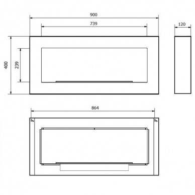 BIOHEAT 900x400 BOX GLASS BLACK биокамин настенный, подвесной 1