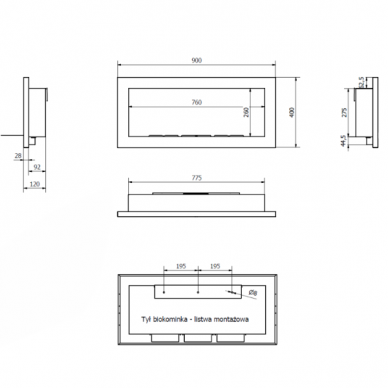 BIOHEAT 900x400 SLIM TUV BLACK GLASS sienas-iebūvēts biokamīns 6