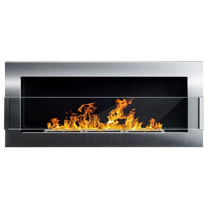 BIOHEAT 900x400 TUV INOX GLASS bioethanol fireplace wall-mounted-insert ...