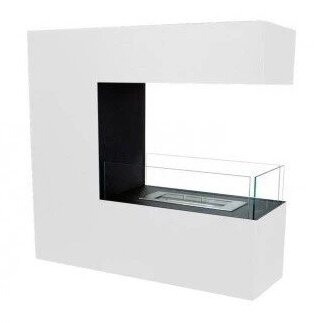 CACHFIRES  3-SIDED WHITE free standing biofireplace 1