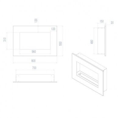 CACHFIRES MURUS 800 MATT WHITE bioethanol fireplace wall-mounted 2