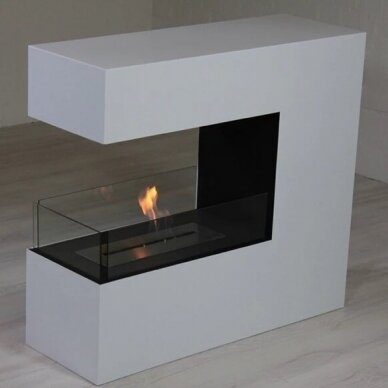 CACHFIRES  3-SIDED WHITE Freistehende Bio-Ethanol-Kamin