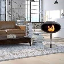 COCOON FIRES PEDESTAL BLACK STEEL free standing biofireplace 2