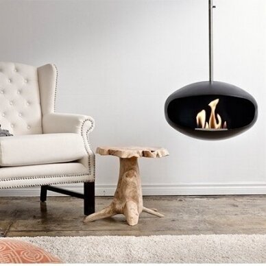 COCOON FIRES AERIS BLACK STEEL ceiling mounted bioethanol fireplace 2