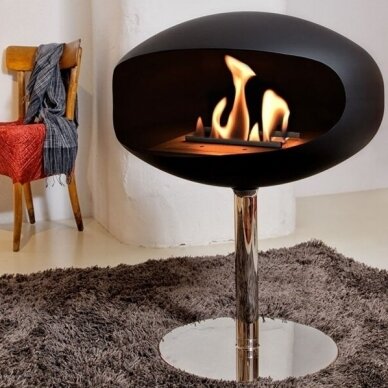 COCOON FIRES PEDESTAL BLACK STEEL free standing biofireplace 1