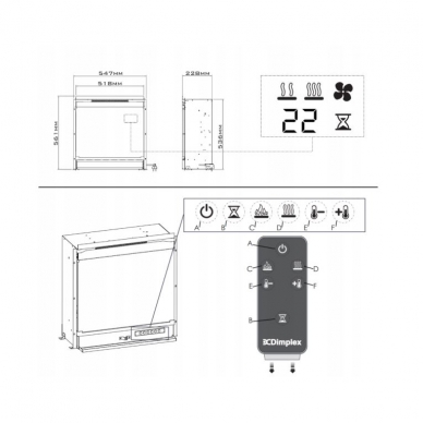 DIMPLEX AVALONE CONCRETE ECO LED brīvi stavošs elektrokamīns 5