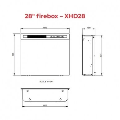 DIMPLEX Firebox 28" XHD LED iebūvējamais elektriskais kamīns 4