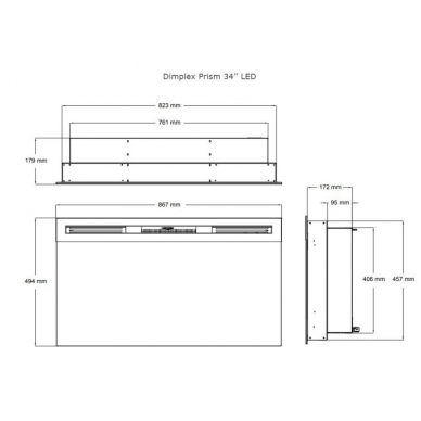 DIMPLEX PRISM 34" ECO LED electric fireplace wall-mounted-insert 4