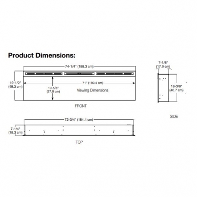 DIMPLEX PRISM 74" ECO LED электрокамин настенный, подвесной-встраиваемый 4