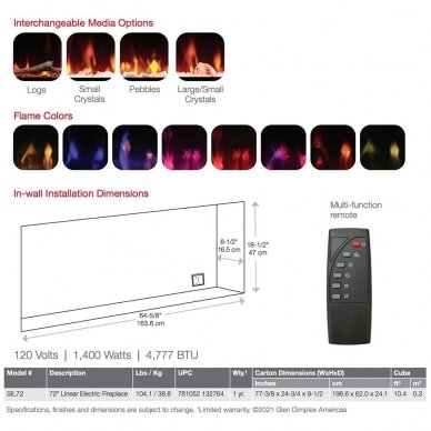 DIMPLEX SIERRA 72 electric fireplace wall-mounted-insert 5