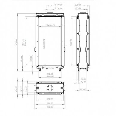 ELEMENT4 SKY LARGE FRONT BIO biokamin sisseehitatav 1