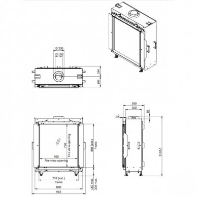 ELEMENT4 SKY SMALL FRONT BIO iebūvēts biokamīns 1