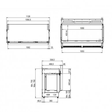 FABER e-MatriX Linear 1050-400 II įmontuojamas vandens garų elektrinis židinys kampinis 1