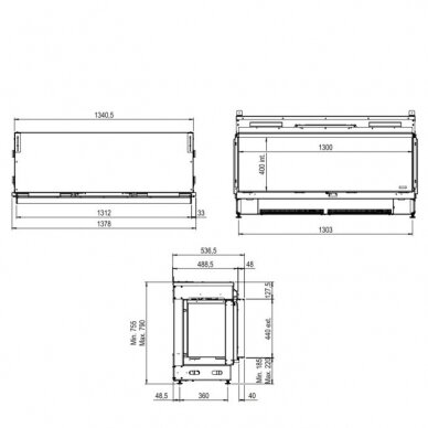 FABER e-MatriX Linear 1300-400 I электрокамин встраиваемый 1