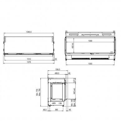 FABER e-MatriX Linear 1300-400 III iebūvējamais elektriskais kamīns 1