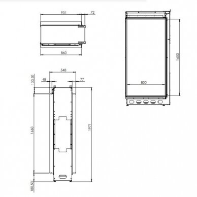 FABER e-MatriX Vertical 800-1600 ST įmontuojamas vandens garų elektrinis židinys dvipusis 1