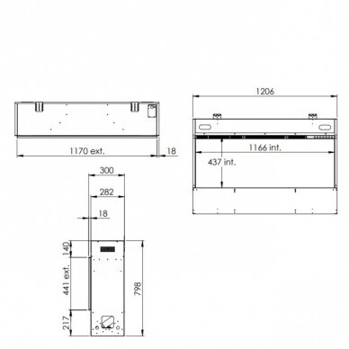 FABER e-Slim Linear 1200-450 I iebūvējamais elektriskais kamīns 1