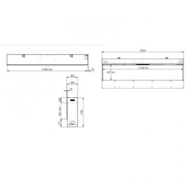 FABER e-Slim Linear 2200-450 I iebūvējamais elektriskais kamīns 1