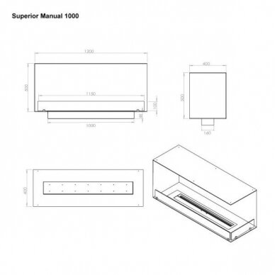 FOCO CORNER 1200 R bioethanol built-in fireplace 1