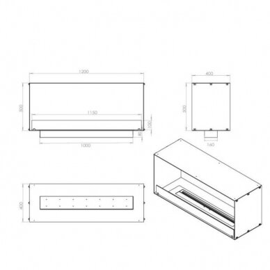 FOCO ONE 1200 biokamin sisseehitatav 3