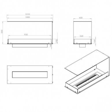 FOCO ROOM DIVIDER 1000 iebūvēts biokamīns 3