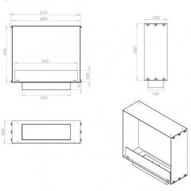 FOCO ONE 600 SLIM  биокамин встраиваемый 3