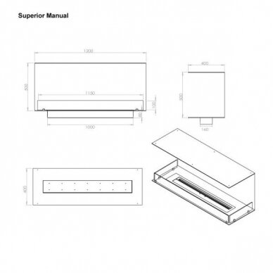 FOCO THREE 1200 bioethanol built-in fireplace 1