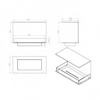 FOCO THREE 800 bioethanol built-in fireplace 1