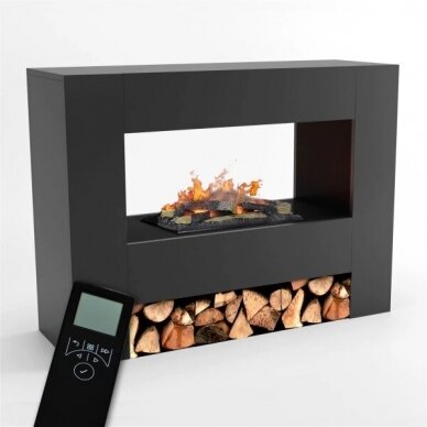 GLOW FIRE FALLADA Cassette 600 BLACK free standing electric fireplace 1