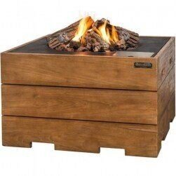 HAPPY COCOONING SQUARE TEAK GREY газовый напольный камин 1